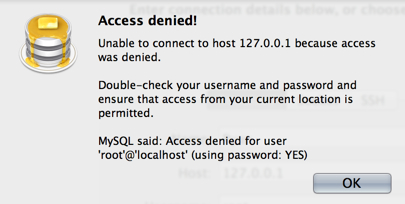 access denied for user mac